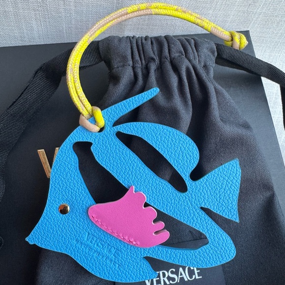 New Versace Fish Bag Charm In Blue - Picture 5 of 5